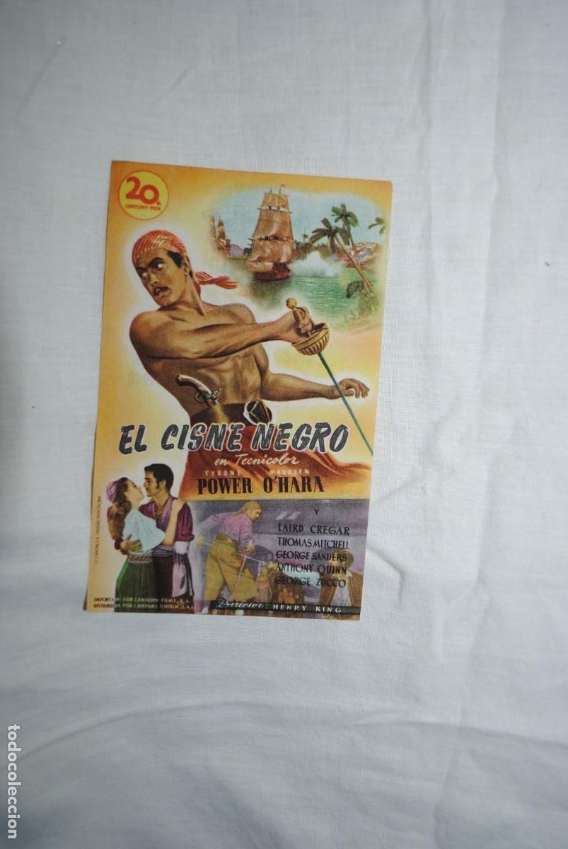  Flyers Publicitaires de films Anciens: CINE MUNICIPAL CADIZ 1948 , EL CISNE NEGRO .