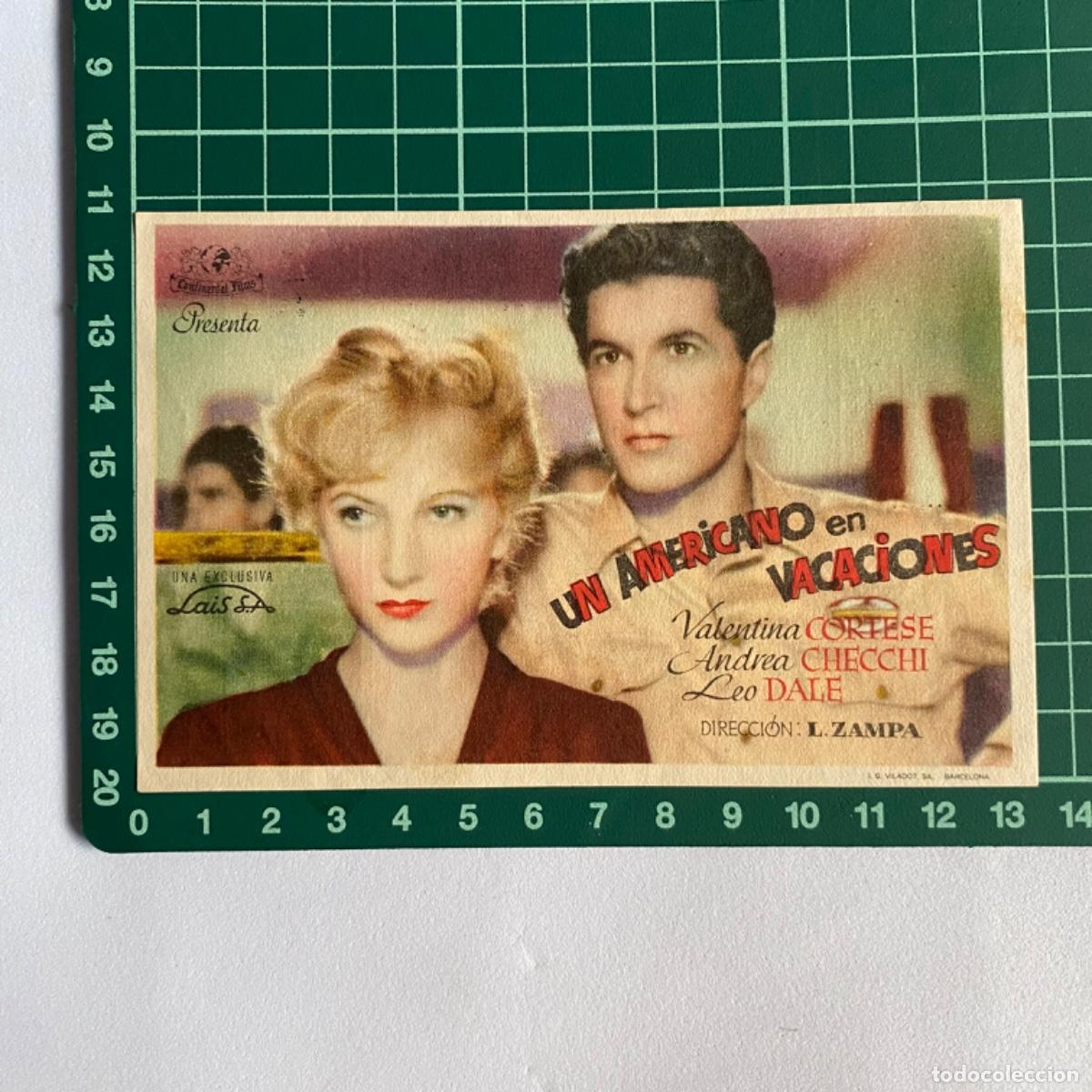 Kino: folleto de mano programa de cine pelicula Un americano en vacaciones 1946 Rex