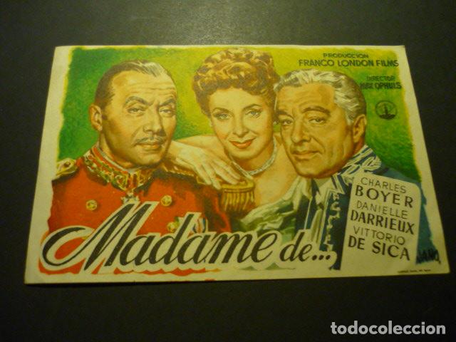 Folhetos de m&atilde;o de filmes antigos de cinema: MADAME DE... PROGRAMA DE MANO CON PUBLICIDAD CINE TEATRO COMICO LA LINEA CADIZ