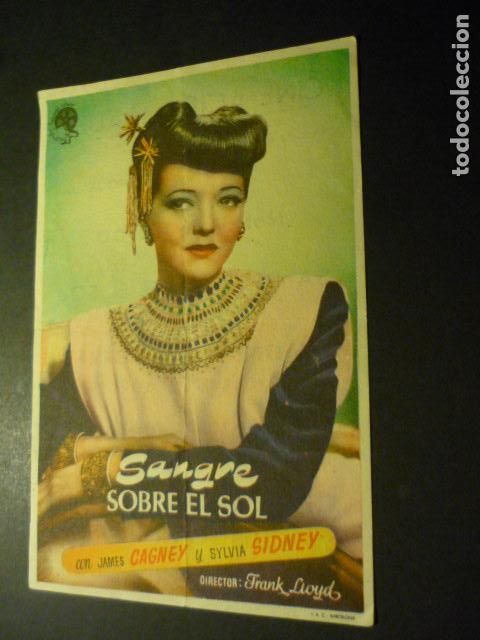 Cine: SANGRE SOBRE EL SOL PROGRAMA DE MANO CON PUBLICIDAD CINE ACTUALIDAD