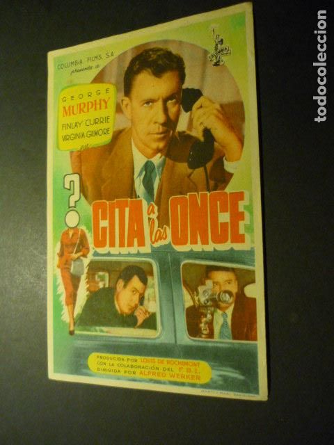 Folhetos de m&atilde;o de filmes antigos de cinema: CITA A LAS ONCE PROGRAMA DE MANO CON PUBLICIDAD CINE HERMANDAD ANTONIO MUNDET SANT ANTONI CALONGE