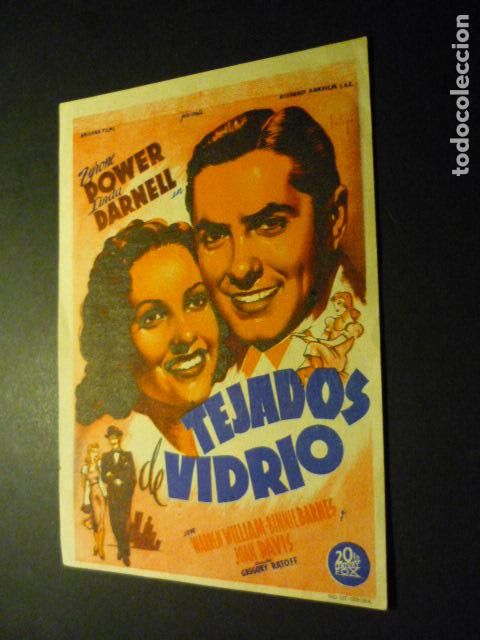Cine: TEJADOS DE VIDRIO PROGRAMA DE MANO CON PUBLICIDAD SALON VICTORIA SANT FELIU DE GUIXOLS