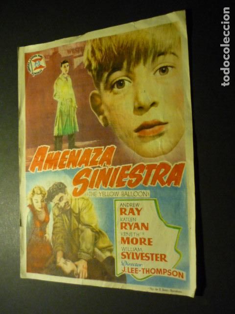 Cine: AMENAZA SINIESTRA PROGRAMA DE MANO CON PUBLICIDAD TEATRO COMICO LA LINEA CADIZ