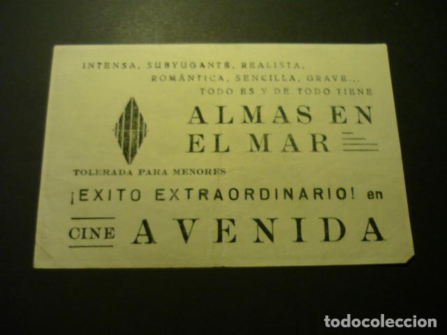 Cine: ALMAS EN EL MAR PROGRAMA DE MANO CON PUBLICIDAD TEATRO AVENIDA SORIA - Foto 2