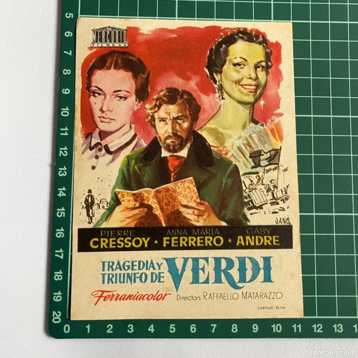  Flyers Publicitaires de films Anciens: folleto de mano programa de cine pelicula Tragedia y triunfo de Verdi 1957 Saboya Castellon