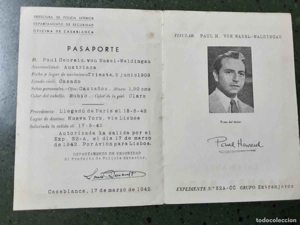 Cine: CASABLANCA, PASAPORTE PAUL HENREID. - Foto 2
