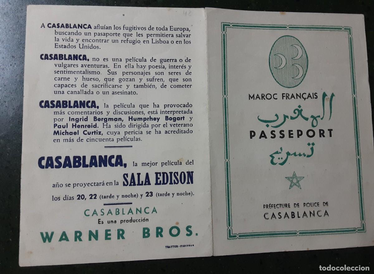 Foglietti di film di film antichi di cinema: CASABLANCA, PASAPORTE INGRID BERGMAN