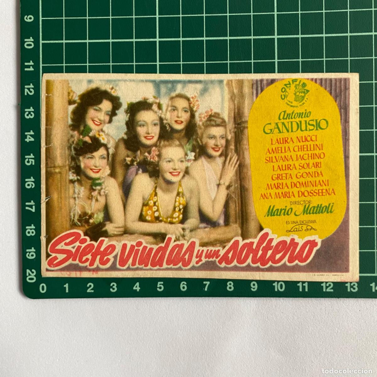  Flyers Publicitaires de films Anciens: folleto de mano programa de cine pelicula Siete viudas y un soltero Cine Amarnie