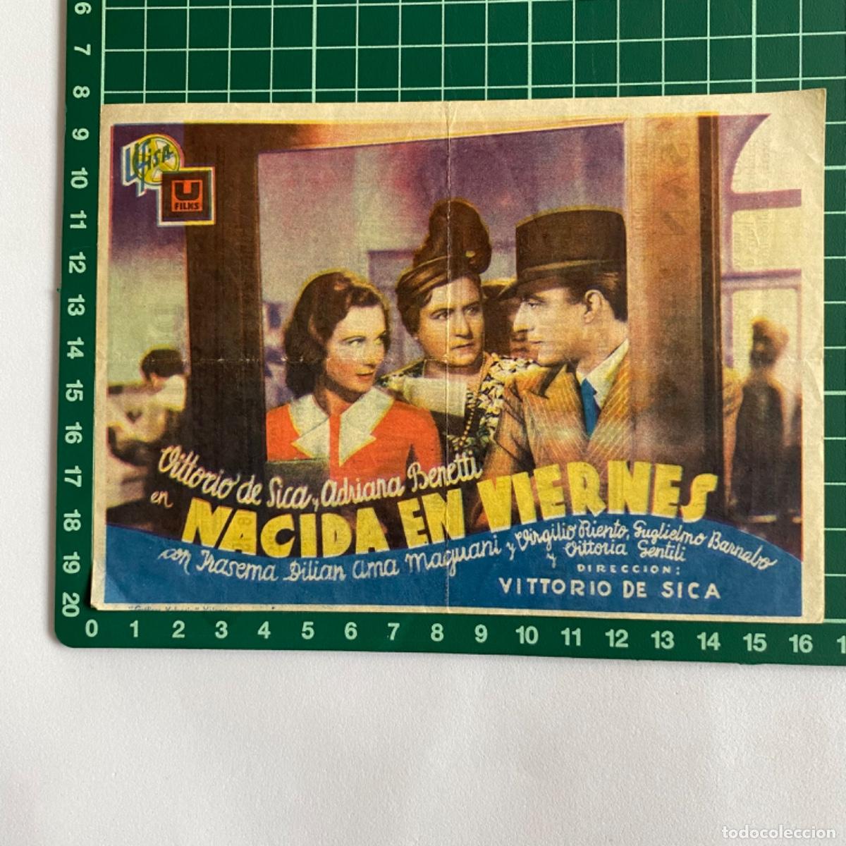  Foglietti di film di film antichi di cinema: folleto de mano programa de cine pelicula Nacida en viernes Plaza toros 1944 cine verano