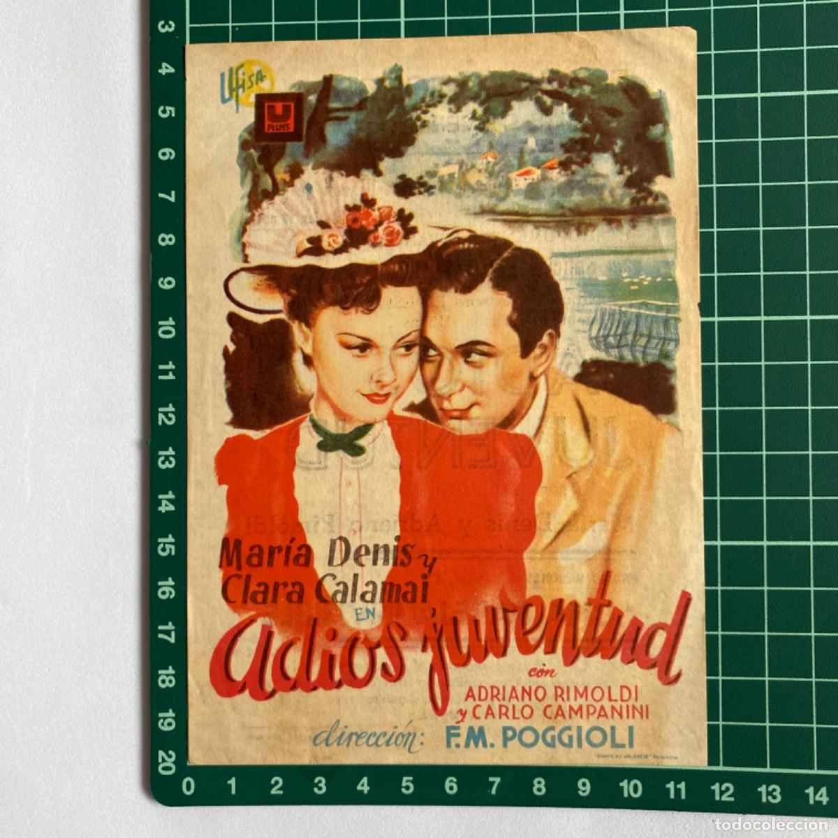  Foglietti di film di film antichi di cinema: folleto de mano programa de cine pelicula Adios juventud Plaza toros 1944