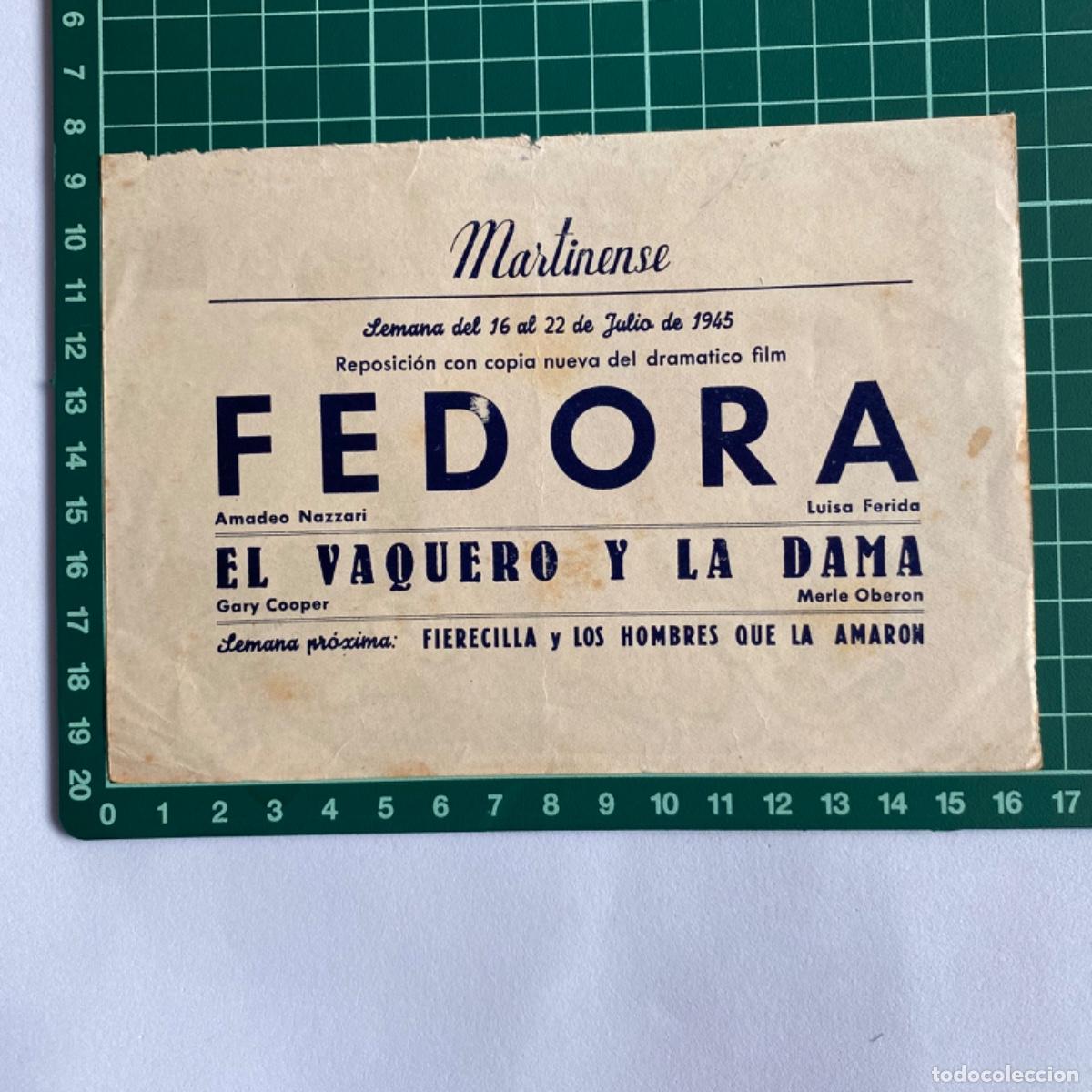 Cine: folleto de mano programa de cine pelicula Fedora Martinense - Foto 2