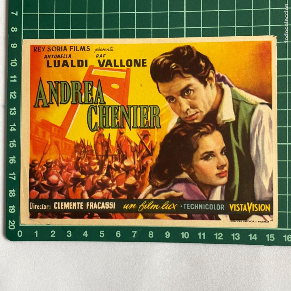 Cine: folleto de mano programa de cine pelicula Andrea Chenier - Foto 1