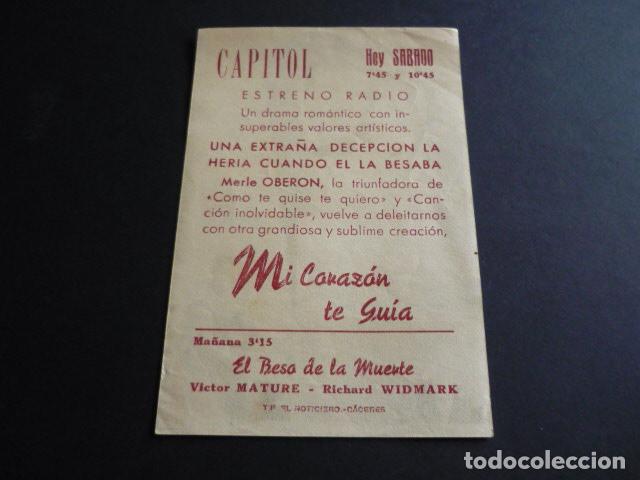 Cine: MI CORAZON TE GRITA PROGRAMA DE MANO CON PUBLICIDAD CINE CAPITOL CACERES - Foto 2