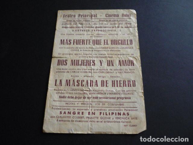 Cine: EL OBSTACULO PROGRAMA DE MANO CON PUBLICIDAD CINEMA BOLET - Foto 2