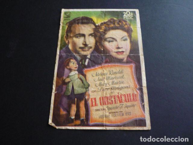 Cine: EL OBSTACULO PROGRAMA DE MANO CON PUBLICIDAD CINEMA BOLET - Foto 1