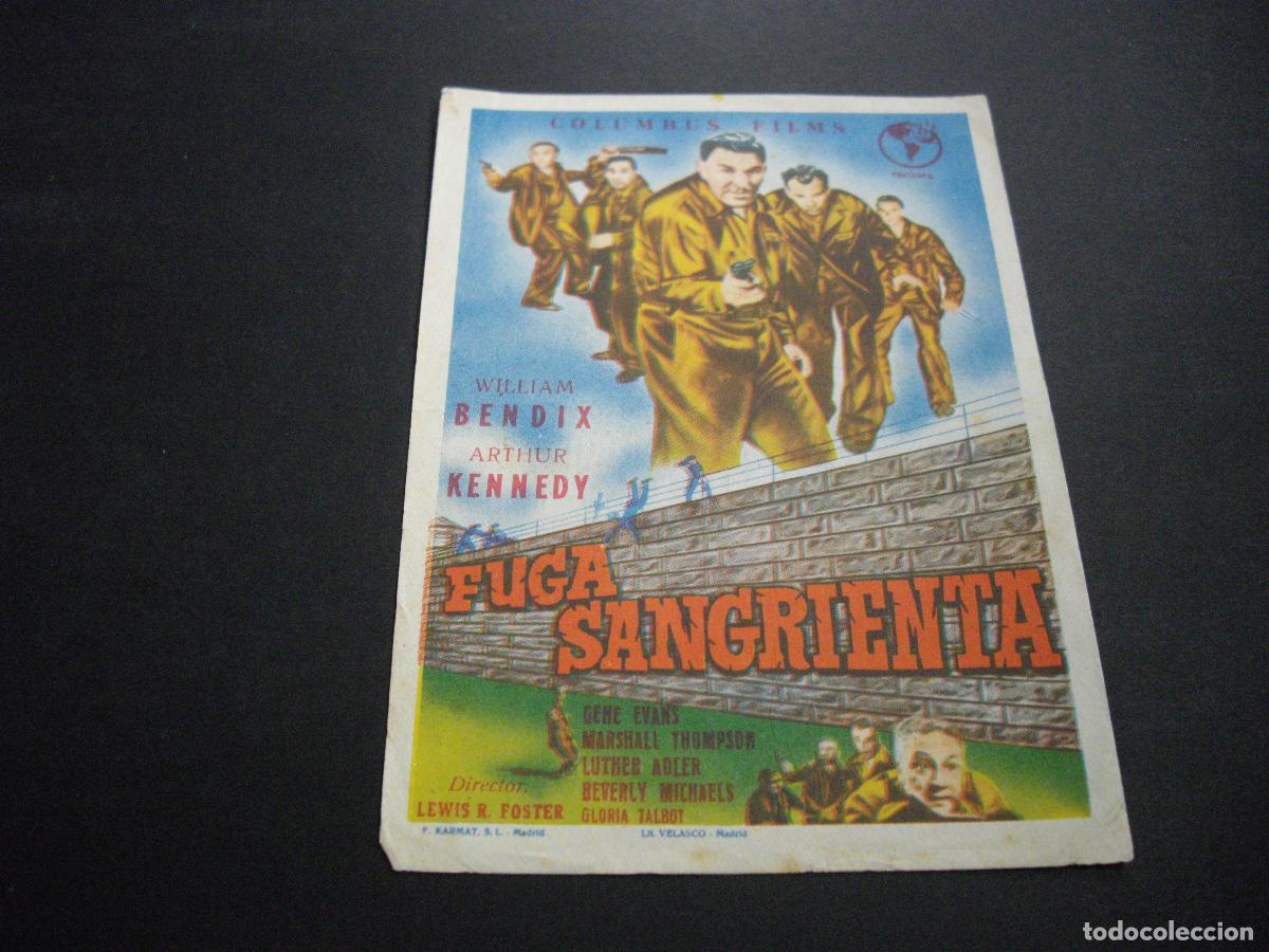 Cine: FUGA SANGRIENTA PROGRAMA DE MANO CON PUBLICIDAD CINE RIALTO - Foto 1