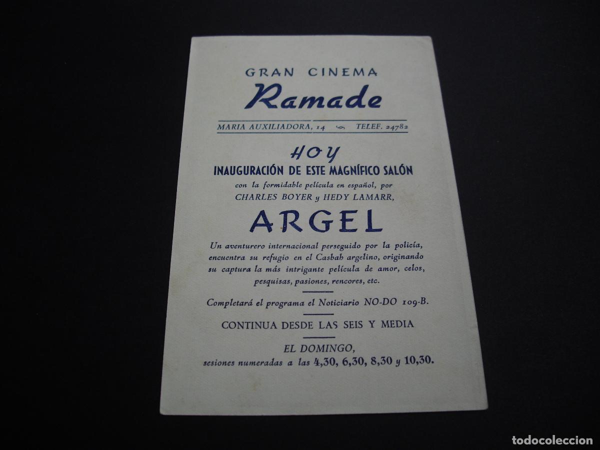 Cine: ARGEL PROGRAMA DE MANO CON PUBLICIDAD GRAN CINEMA RAMADE - Foto 2