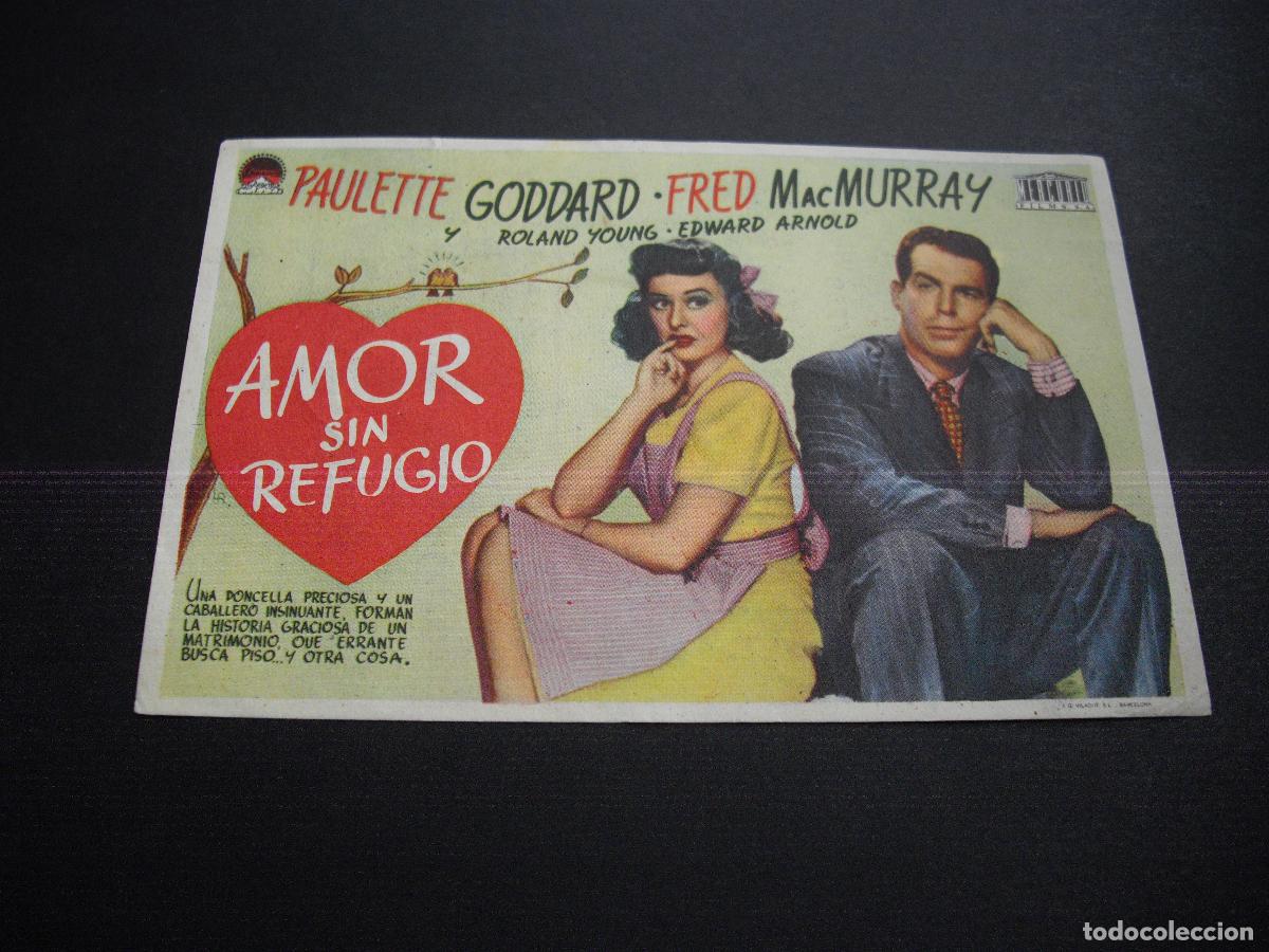 Kino: AMOR SIN REFUGIO PROGRAMA DE MANO CON PUBLICIDAD TEATRO CERVANTES TOMELLOSO CIUDAD REAL