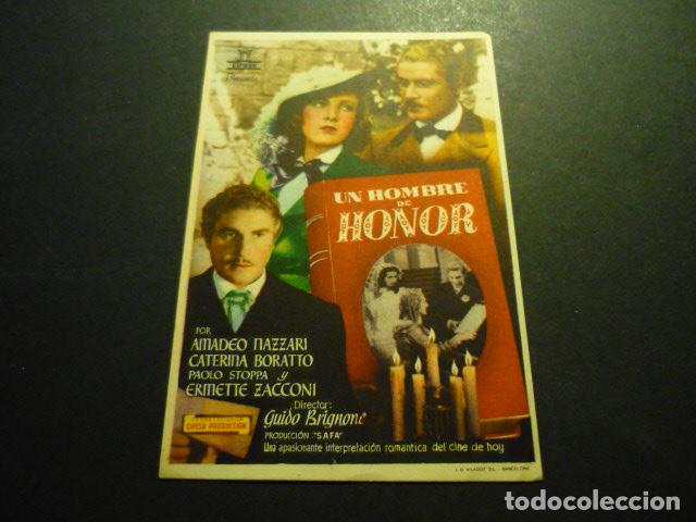 Cine: UN HOMBRE DE HONOR PROGRAMA DE MANO SIN PUBLICIDAD - Foto 1