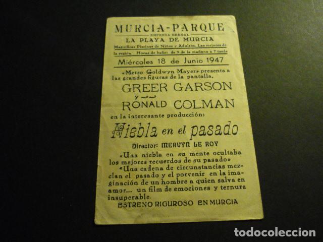 Cine: NIEBLA EN EL PASADO PROGRAMA DE MANO CON PUBLICIDAD CINE MURCIA PARQUE - Foto 2