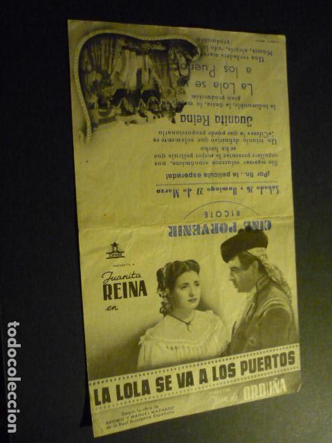 Cine: LA LOLA SE VA A LOS PUERTOS PROGRAMA DE MANO DOBLE CON PUBLICIDAD CINE PORVENIR RICOTE MURCIA