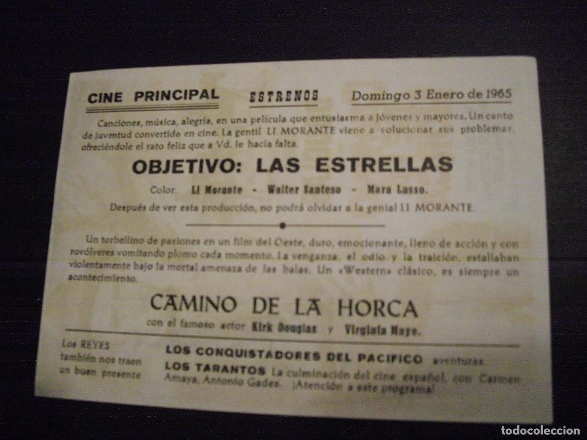 Cine: CAMINO DE LA HORCA PROGRAMA DE MANO CON PUBLICIDAD CINE PRINCIPAL - Foto 2