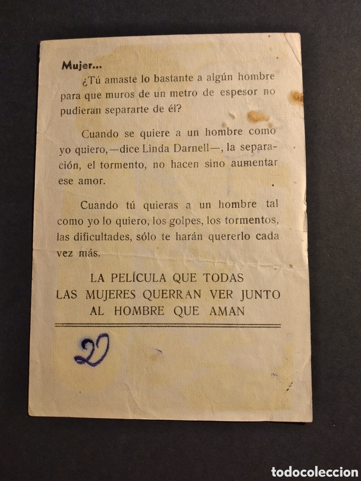 Cine: LA CIUDAD SIN HOMBRES PROGRAMA DE MANO CON PUBLICIDAD - Foto 2