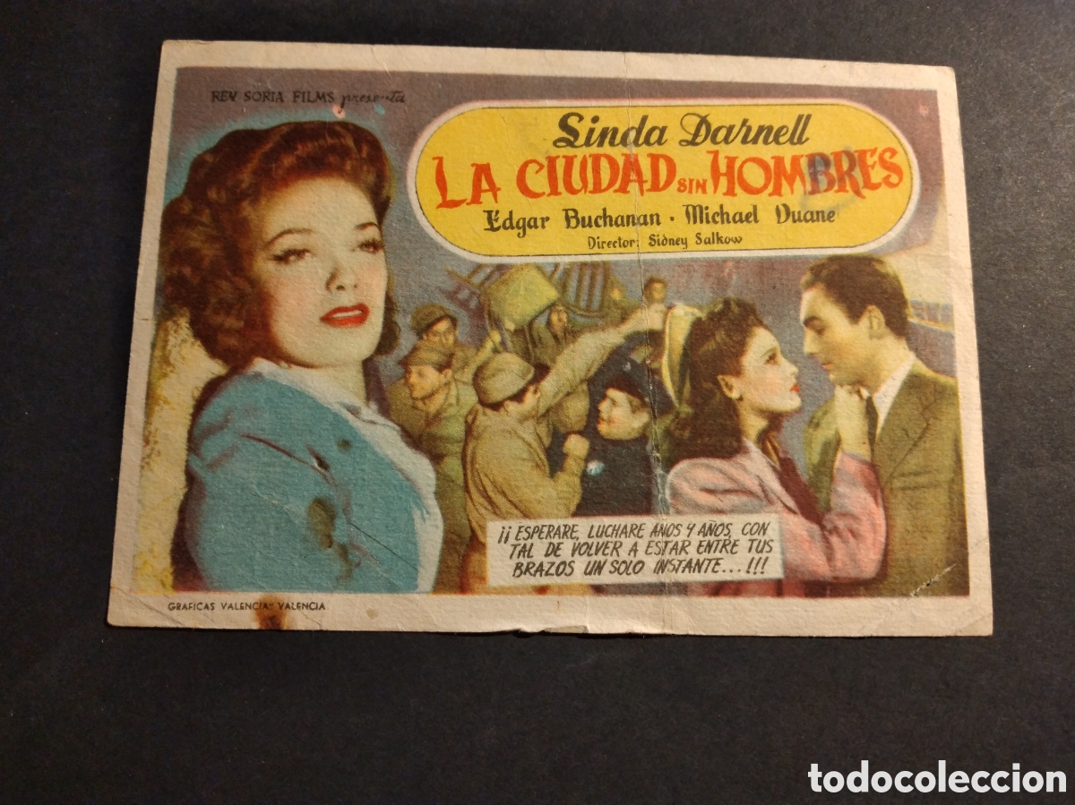 Folhetos de m&atilde;o de filmes antigos de cinema: LA CIUDAD SIN HOMBRES PROGRAMA DE MANO CON PUBLICIDAD