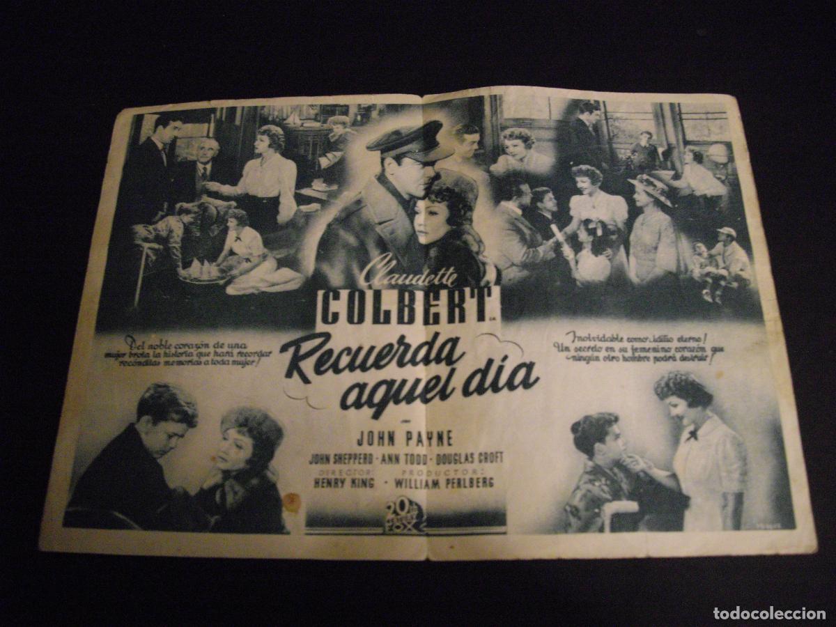 Cine: RECUERDA AQUEL DIA PROGRAMA DE MANO DOBLE SIN PUBLICIDAD - Foto 2