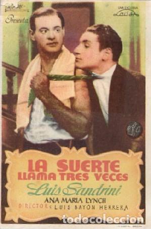 Cine: PROGRAMA DE CINE: LA SUERTE LLAMA TRES VECES PC-9051 - Foto 1