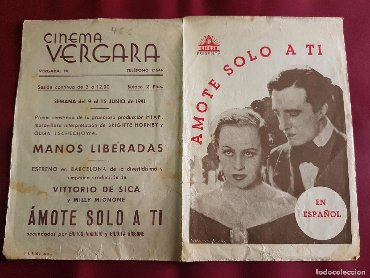 Cine: PROGRAMA DE MANO - AMOTE SOLO A TI - Foto 1