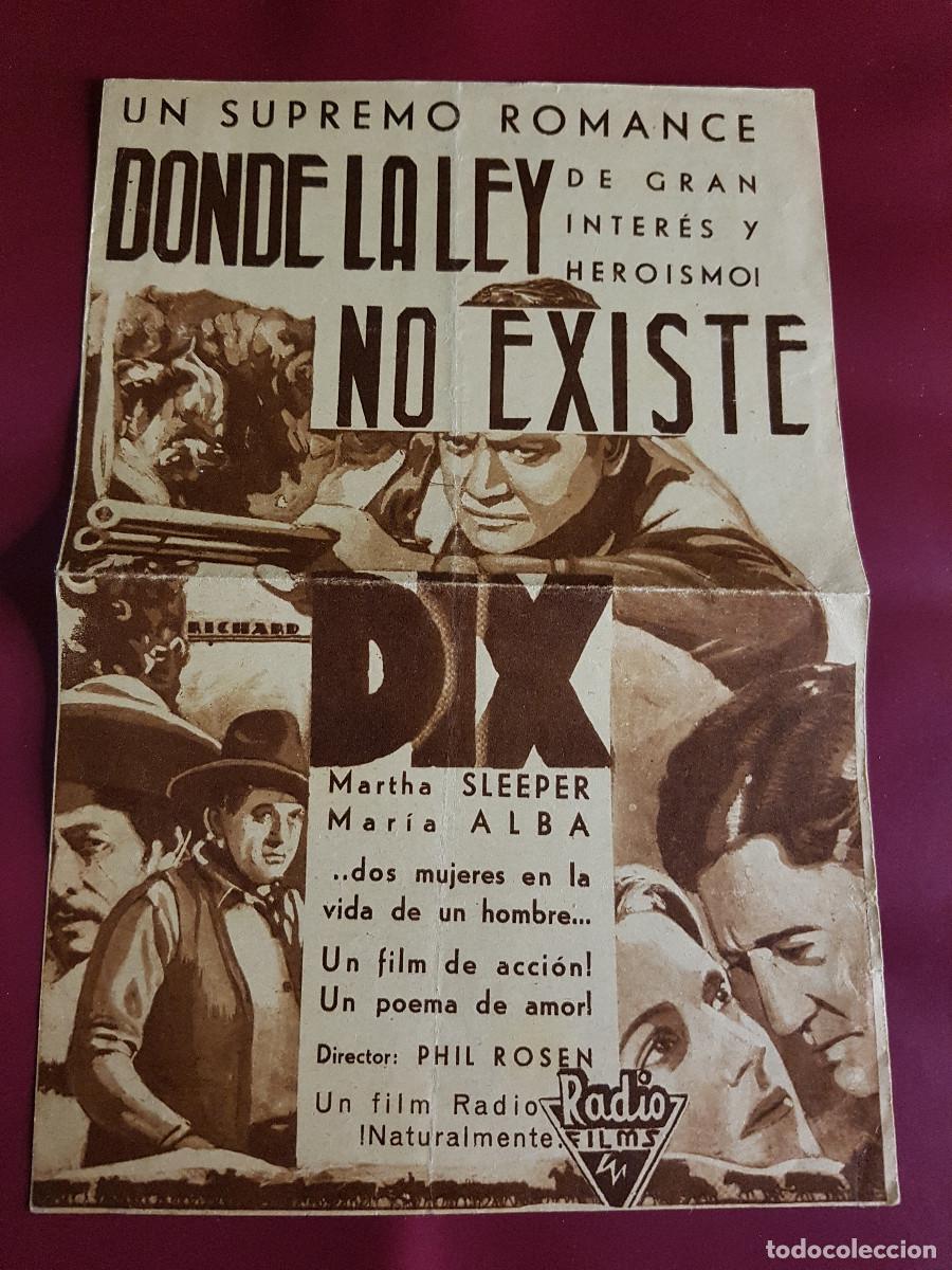 Cine: PROGRAMA DE MANO - DONDE LA LEY NO EXISTE - Foto 1