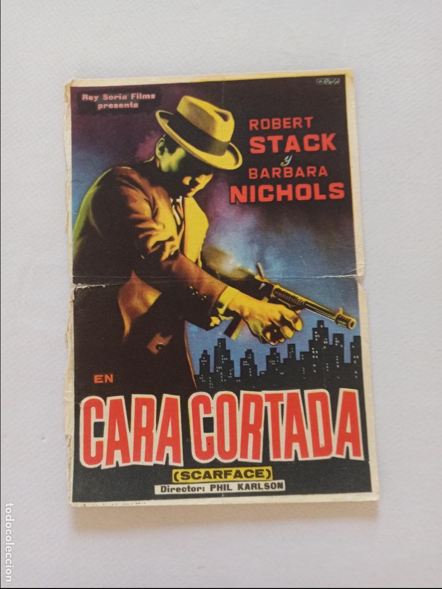 Cine: FOLLETO DE MANO (SCARFACE) - CARA CORTADA - ROBERT STACK (150G) - Foto 1