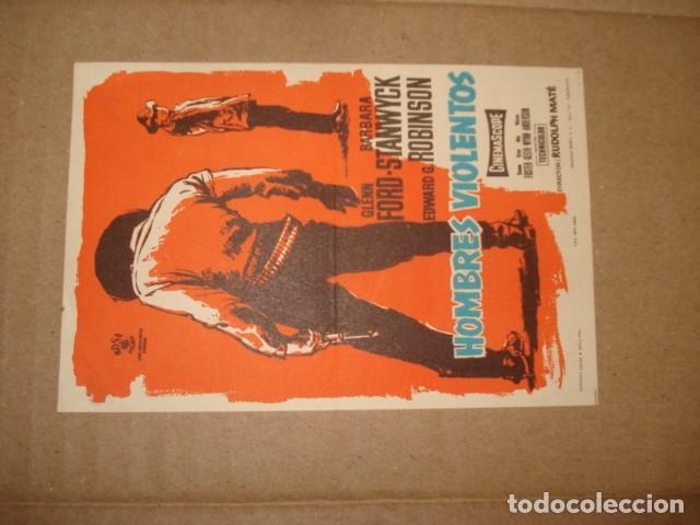 Cine: Hombres violentos, programa de cine, 1966, buen estado - Foto 1