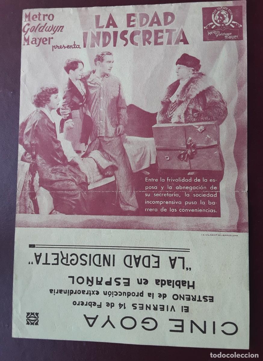 Cine: LA EDAD INDISCRETA, PAUL LUKAS, MADGE EVANS, MAY ROBSON