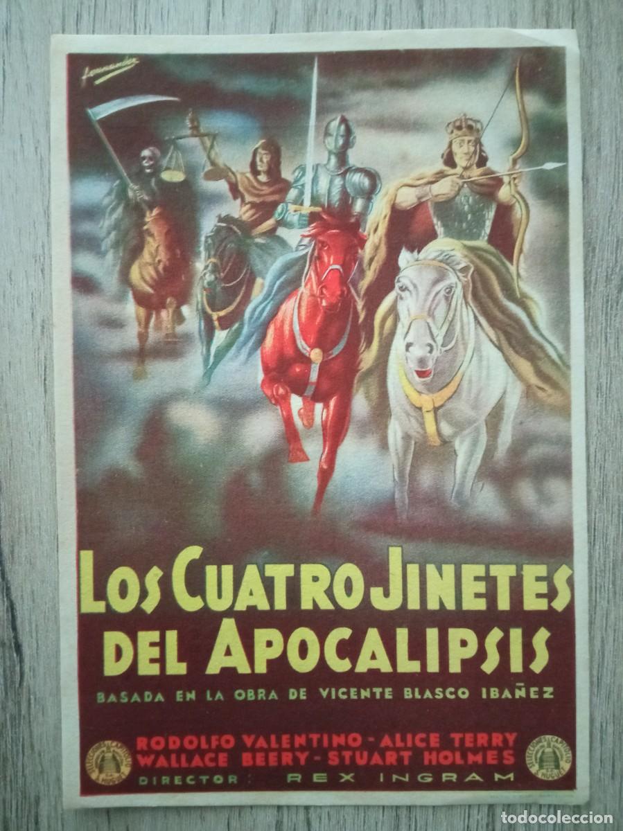 Folhetos de m&atilde;o de filmes antigos de cinema: LOS CUATRO JINETES DEL APOCALIPSIS, RODOLFO VALENTINO, CINE DIAZ, ARUCAS, GRAN CANARIA