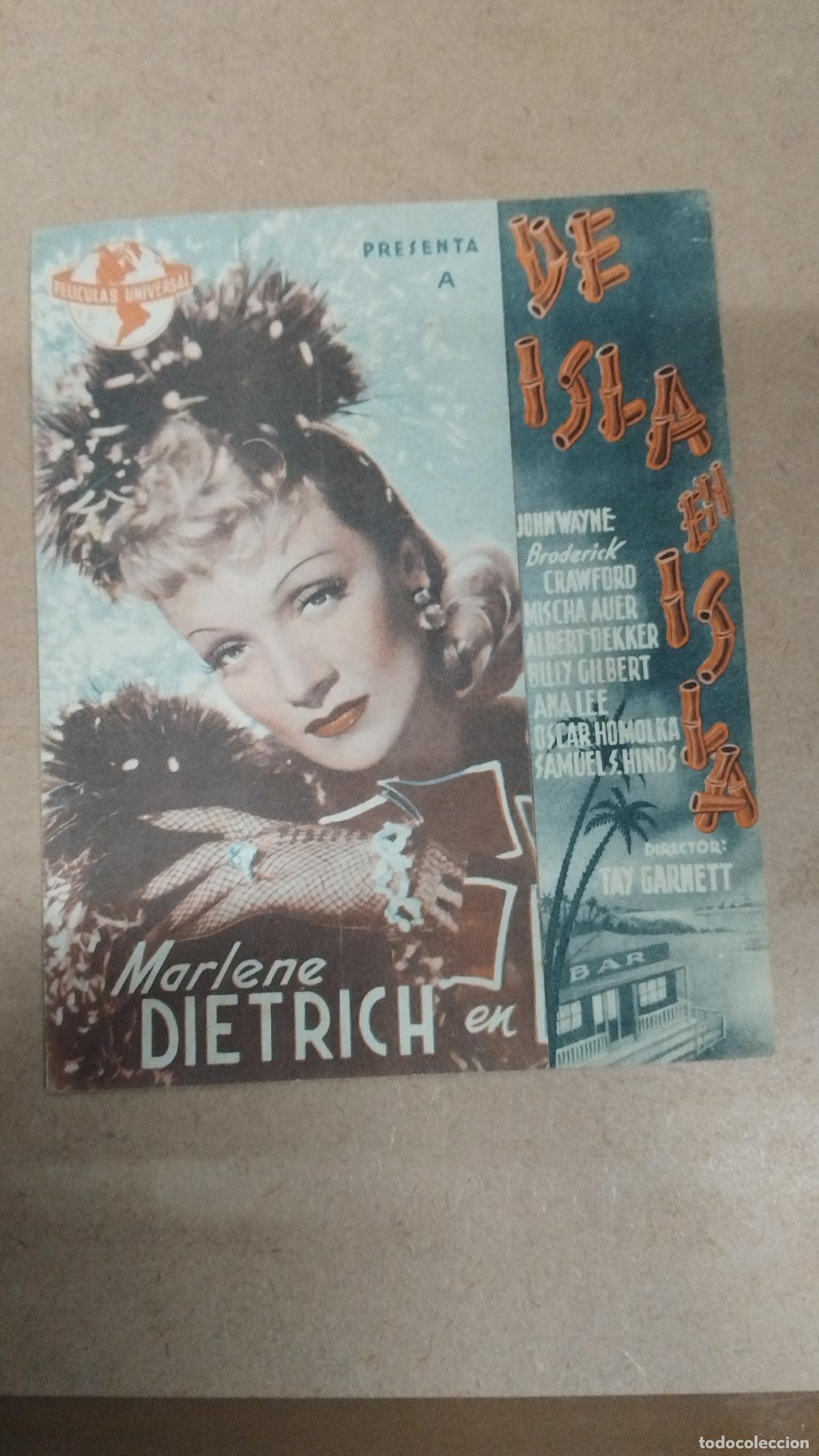 Cine: PROGRAMA DE CINE DOBLE DE ISLA EN ISLA - MARLENE DIETRICH - 1943 - Foto 4