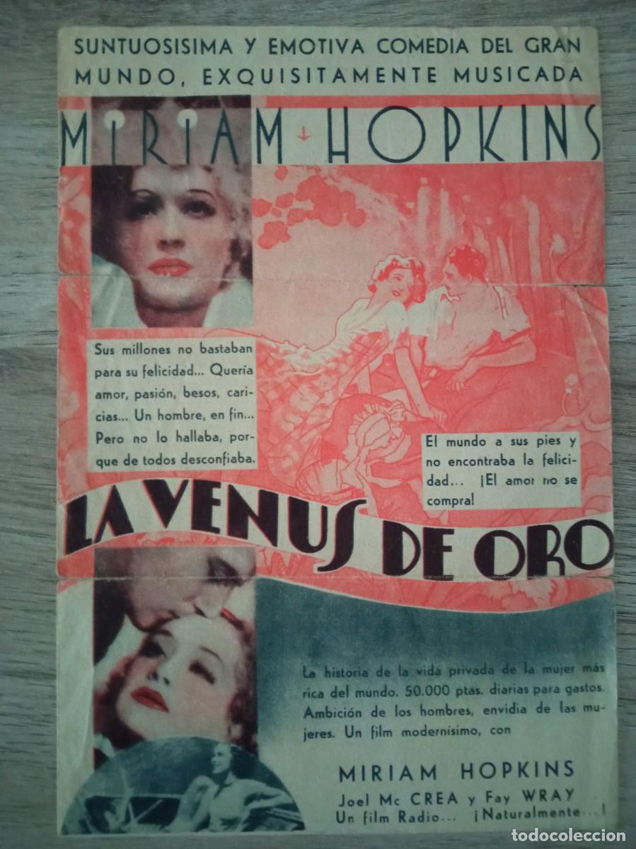 Cinema: LA VENUS DE ORO, MIRIAM HOPKINS, TEATRO CAMPOS ELISEOS
