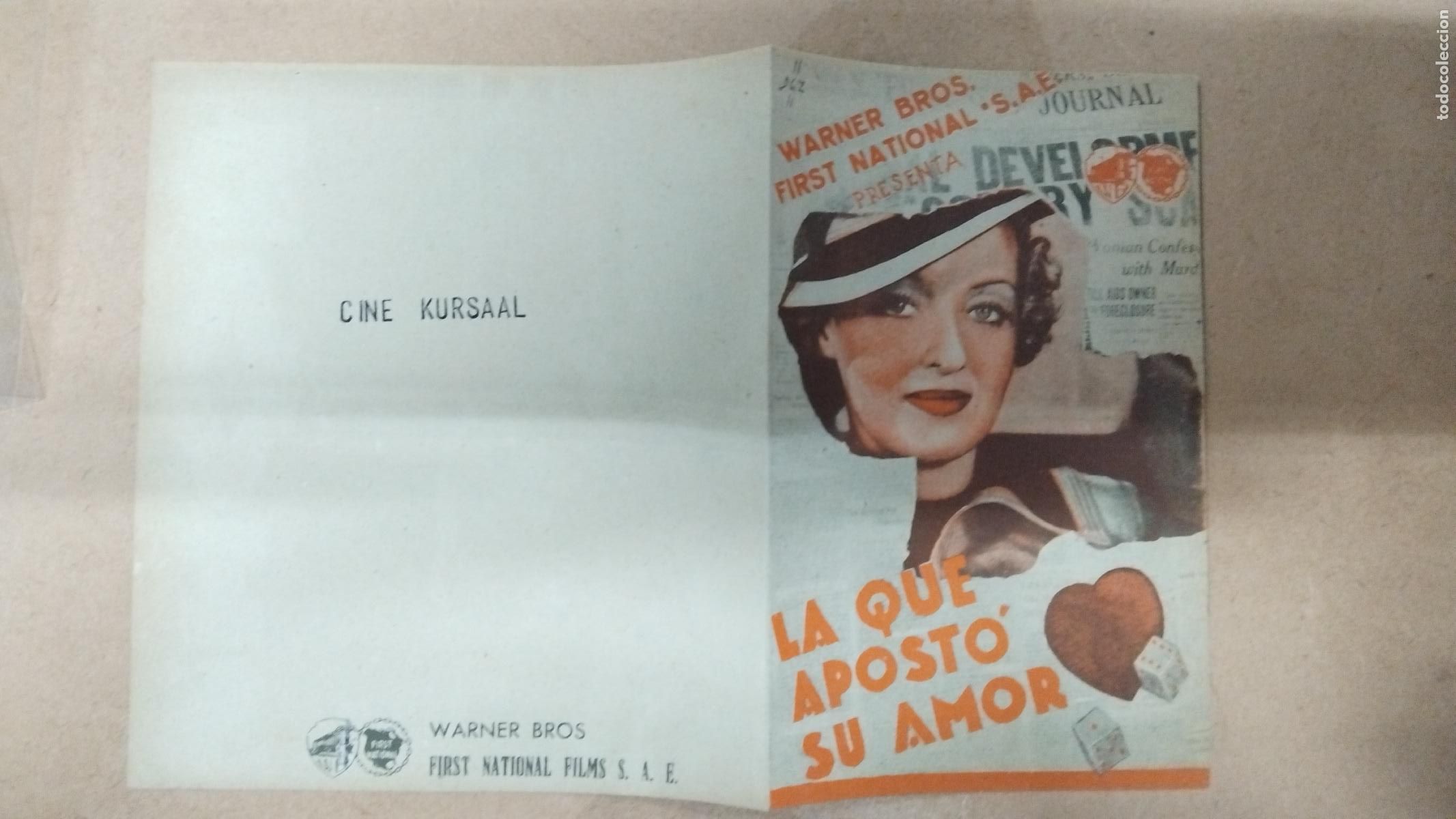 Cine: PROGRAMA DE CINE DOBLE - LA QUE APOSTO SU AMOR - CINE KURSAAL - Foto 1