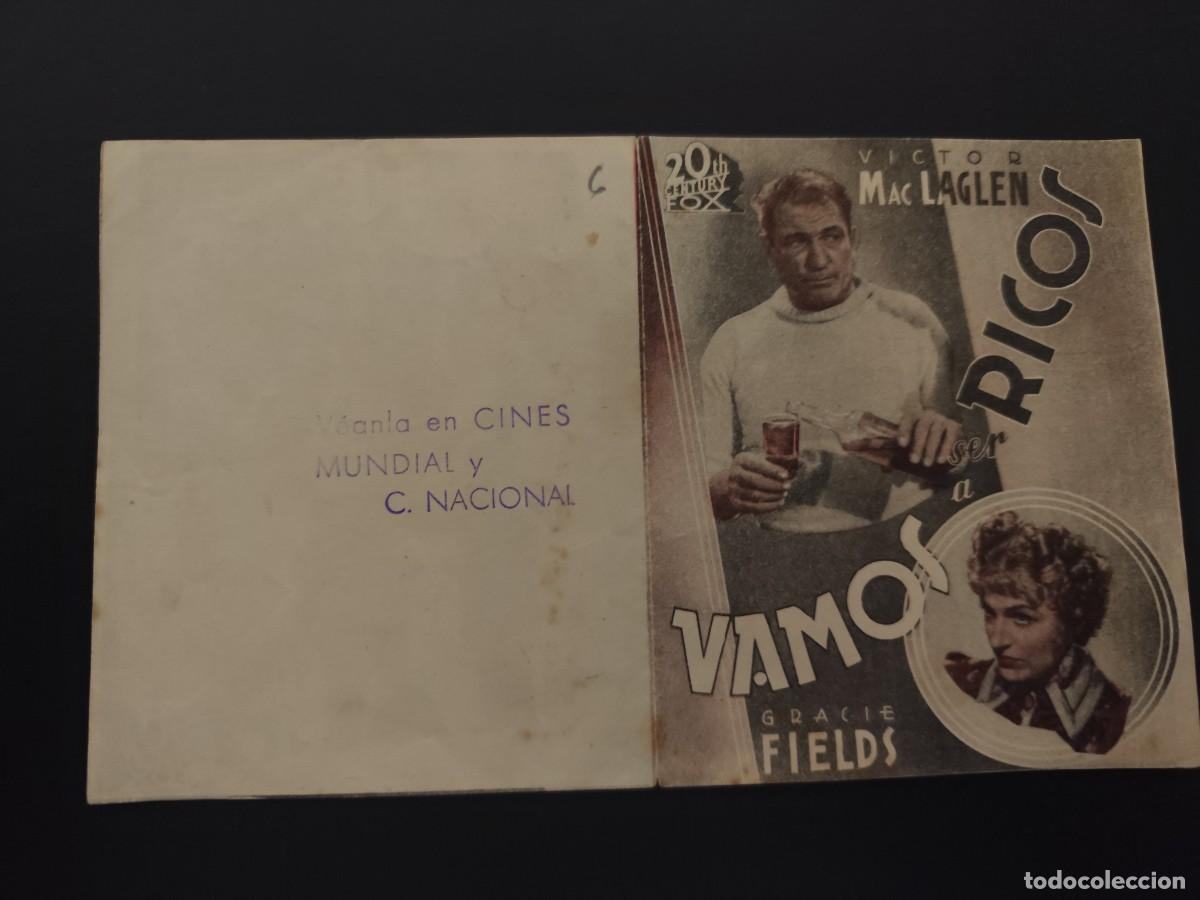 Folhetos de m&atilde;o de filmes antigos de cinema: Vamos a ser ricos con sello Cines Nacional y Mundial Barcelona