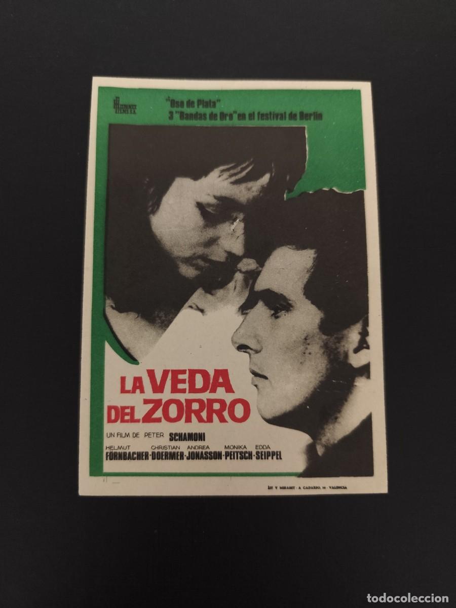 Folhetos de m&atilde;o de filmes antigos de cinema: La veda del zorro sin publicidad