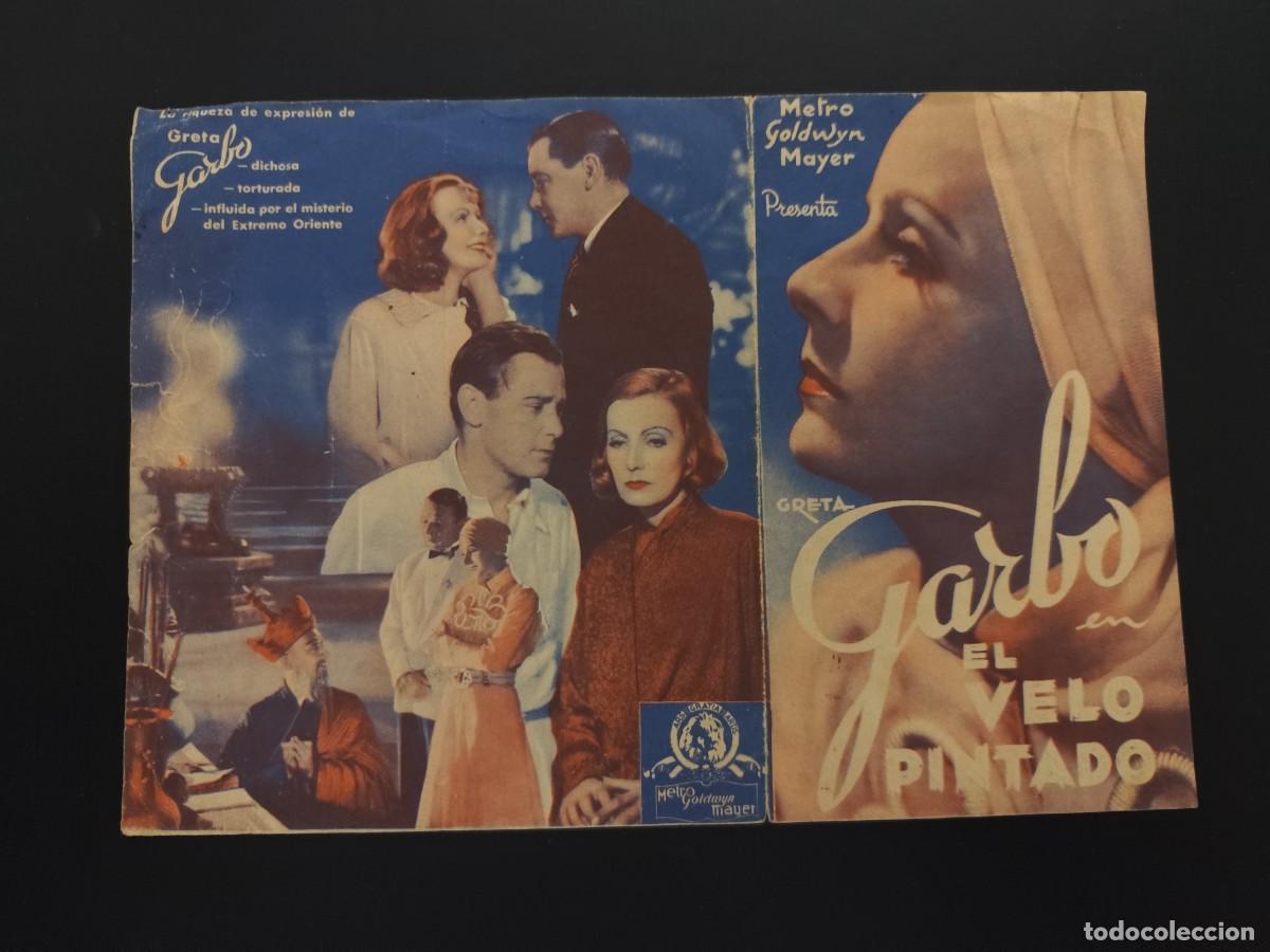 Folhetos de m&atilde;o de filmes antigos de cinema: El velo pintado Doble con publicidad Teatro Principal