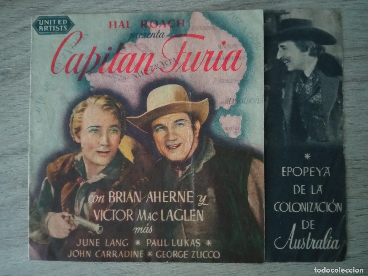  Foglietti di film di film antichi di cinema: CAPITAN FURIA, BRIAN AHERNE, CINES VICTORIA Y ZORRILLA