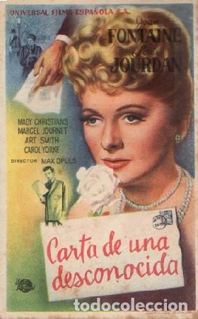 Cine: PROGRAMA DE CINE: CARTA DE UNA DESCONOCIDA PC-9256 - Foto 1