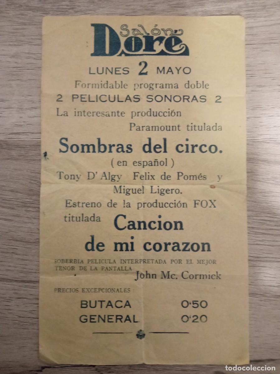  Flyers Publicitaires de films Anciens: SOMBRAS DE CIRCO, TONY D&acute;ALGY, CANCION DE MI CORAZ&Oacute;N, JOHN McCORMICK, SAL&Oacute;N DOR&Eacute;
