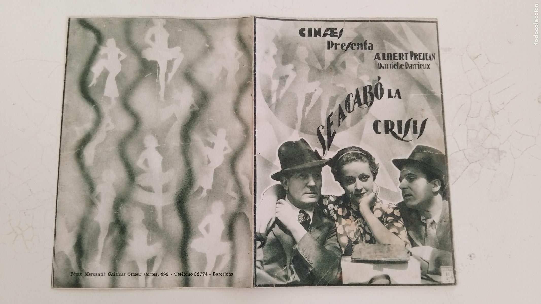 Cine: PROGRAMA DE CINE DOBLE SE ACABO LA CRISIS - ALBERT PREJEAN - DANIELLE DARRIEUX - Foto 1