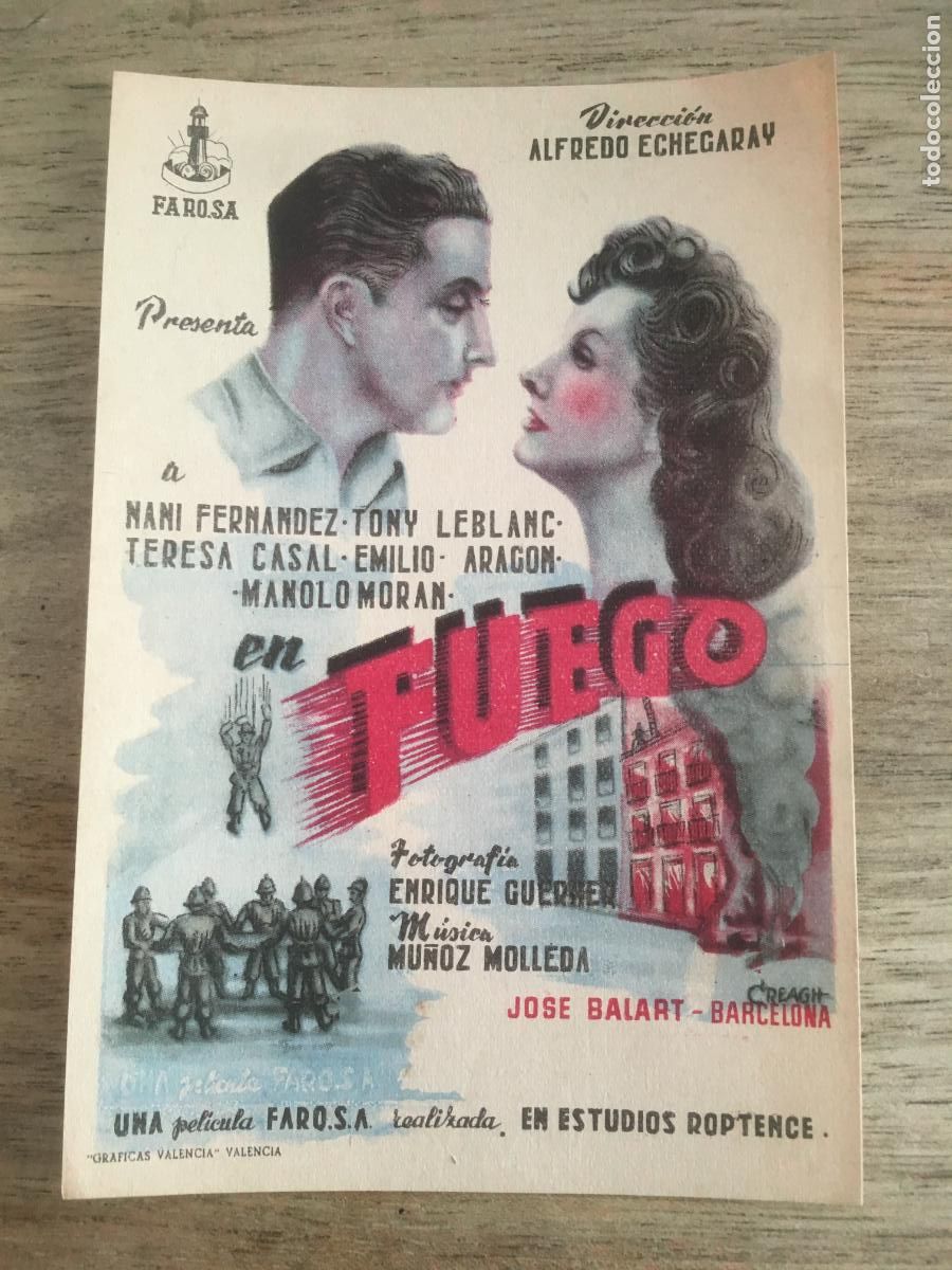  Flyers Publicitaires de films Anciens: fuego folleto de mano original antiguo perfecto estado