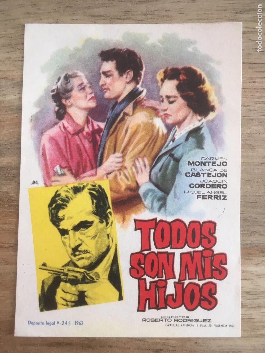  Flyers Publicitaires de films Anciens: todos son mis hijos folleto de mano original antiguo perfecto estado