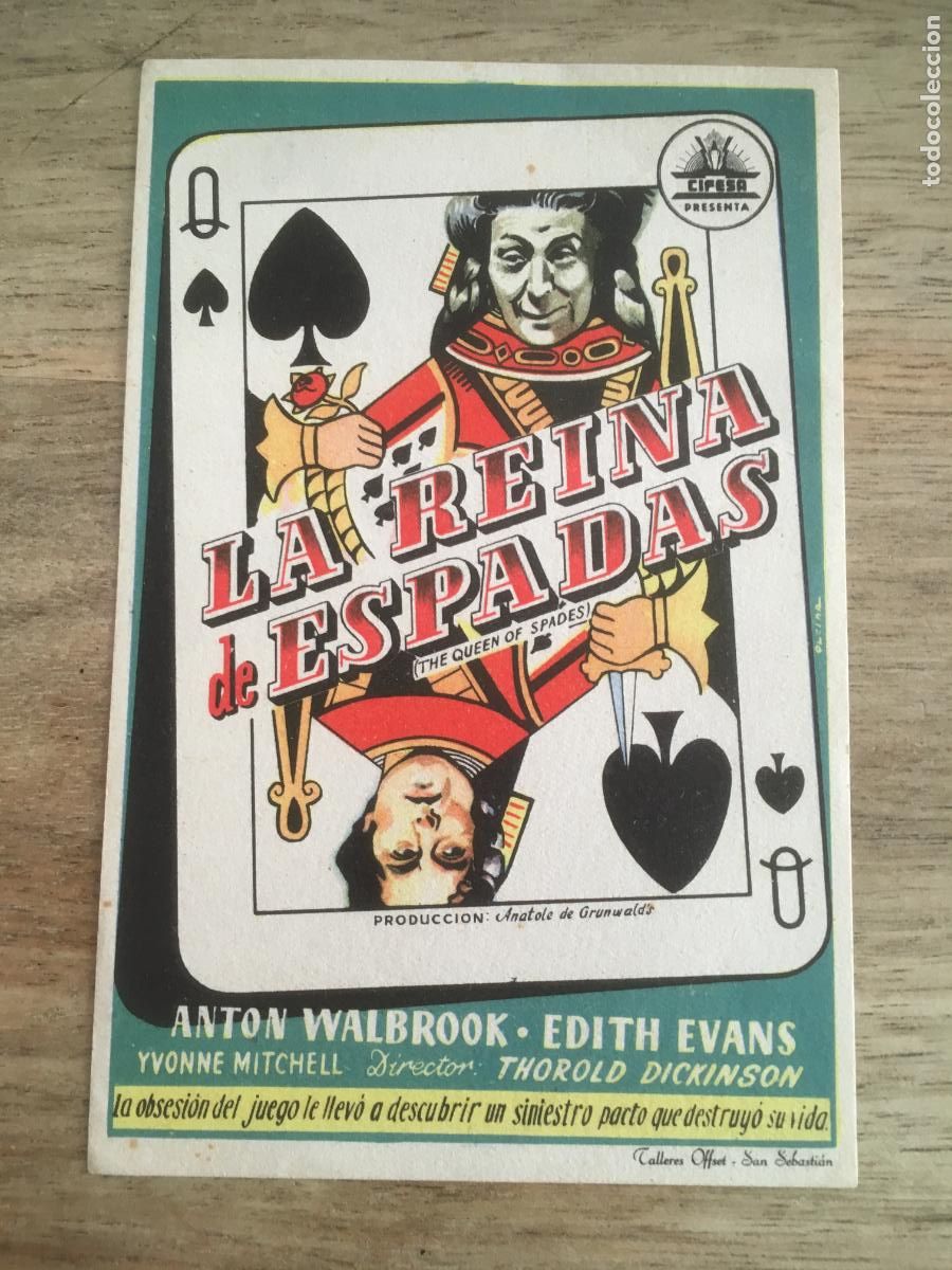  Flyers Publicitaires de films Anciens: la reina de espadas folleto de mano original antiguo perfecto estado