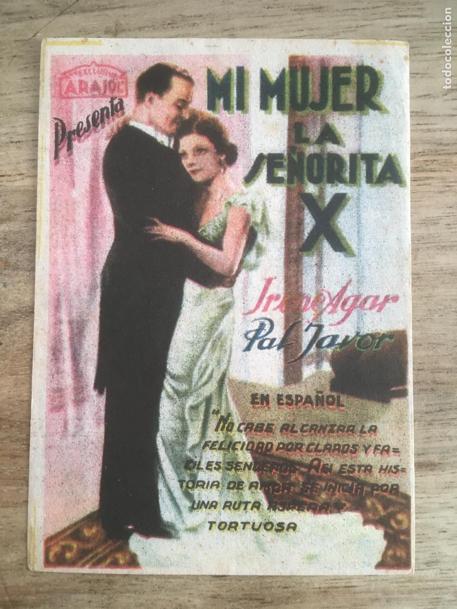 Kino: mi mujer la se&ntilde;orita x arajol folleto de mano original antiguo perfecto estado